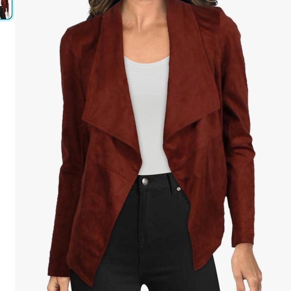 BB Dakota Faux Suede Open Front Jacket size Small